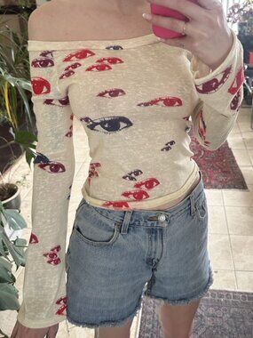 NWOT Omighty Off The Shoulder Printed Long Sleeve